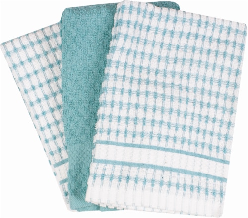 Everyday Living Popcorn Kitchen Towel Set - Dew Perspective: front