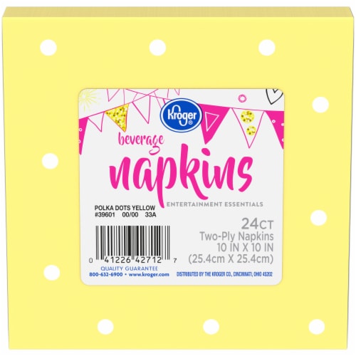 Kroger® Entertainment Essentials Polka Dot Beverage Napkins - Yellow Perspective: front