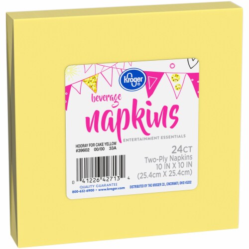 Kroger® Entertainment Essentials Beverage Napkins -  Hooray for Cake Yellow Perspective: front