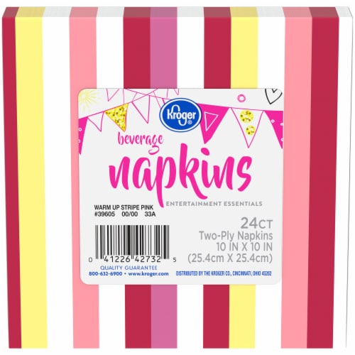 Kroger® Entertainment Essentials Pink Warm Up Stripe Party Paper Napkins Perspective: front