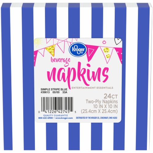 Kroger® Entertainment Essentials Simple Stripe Beverage Napkins - Blue Perspective: front