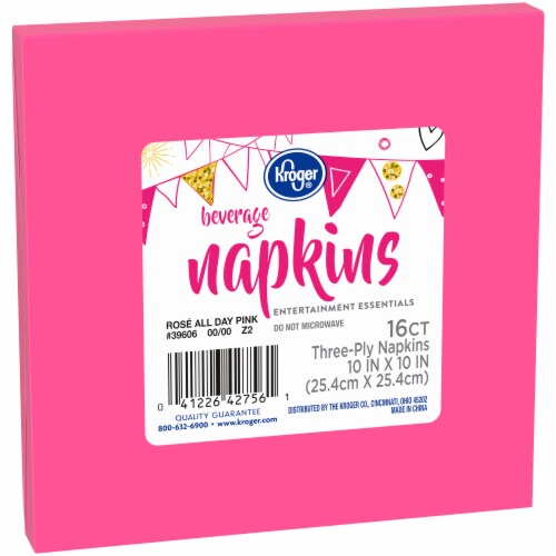 Kroger® Entertainment Essentials 3-Ply Beverage Napkins - Rose All Day Pink Perspective: front