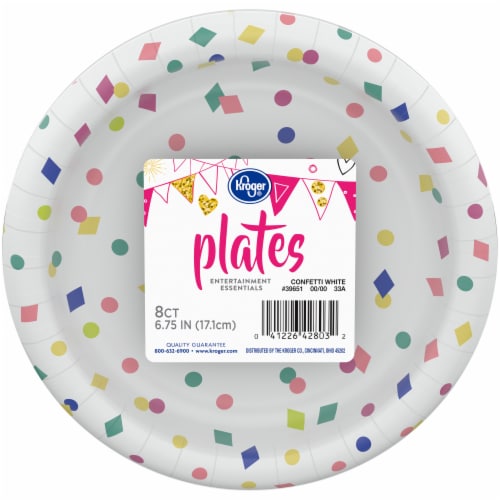 Kroger® Entertainment Essentials Geo Confetti Paper Plates - White Perspective: front