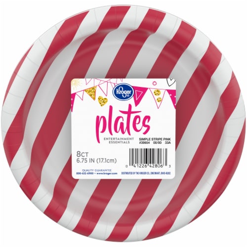 Kroger® Entertainment Essentials Simple Stripe Paper Plates - Pink Perspective: front