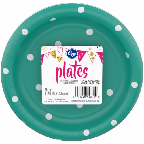 Kroger® Entertainment Essentials Polka Dot Paper Plates - 8 Pack - Green Perspective: front