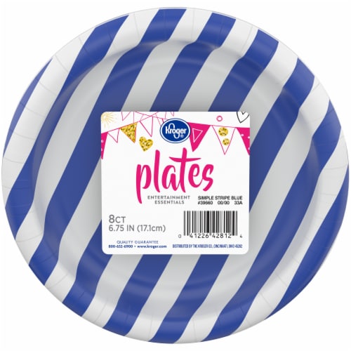 Kroger® Entertainment Essentials Simple Stripe Paper Plates - Blue Perspective: front
