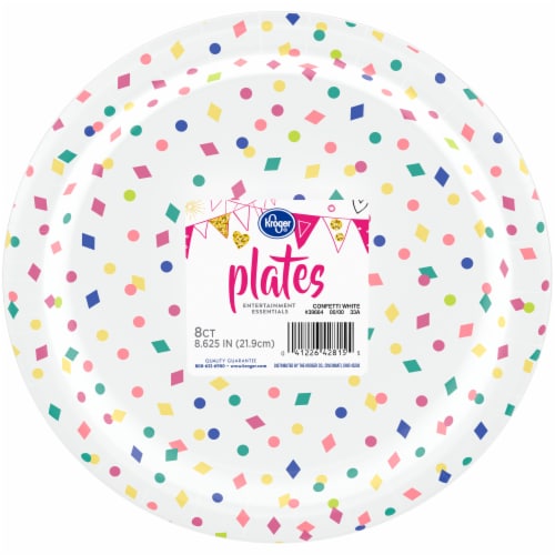 Kroger® Entertainment Essentials Geo Confetti Paper Plates - White Perspective: front