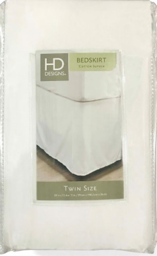 HD Designs® 210 Thread Count Sateen Bedskirt - White Perspective: front