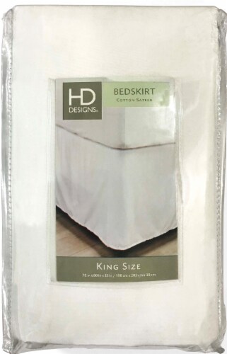 HD Designs 210 Thread Count Sateen Bedskirt - White Perspective: front