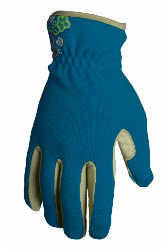 The Joy of Gardening Spandex Garden Glove Pair - Blue Sapphire Perspective: front