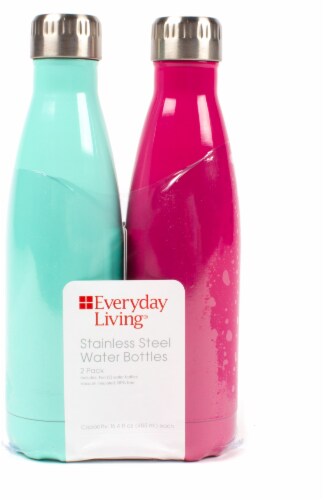 Everyday Living® Stainless Steel Water Bottles - Beach Glass/Pink Peacock Perspective: front