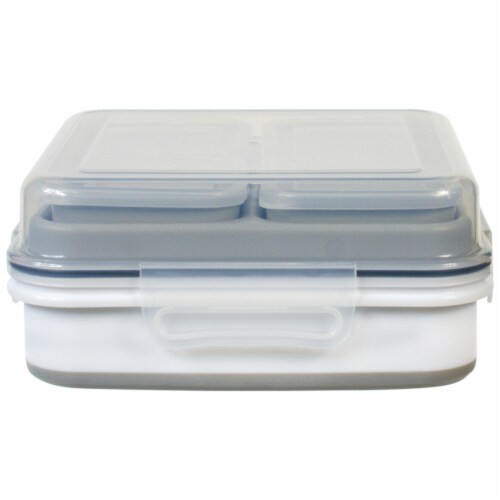 Everyday Living® Expandable Bento Box - Sleet Gray Perspective: front