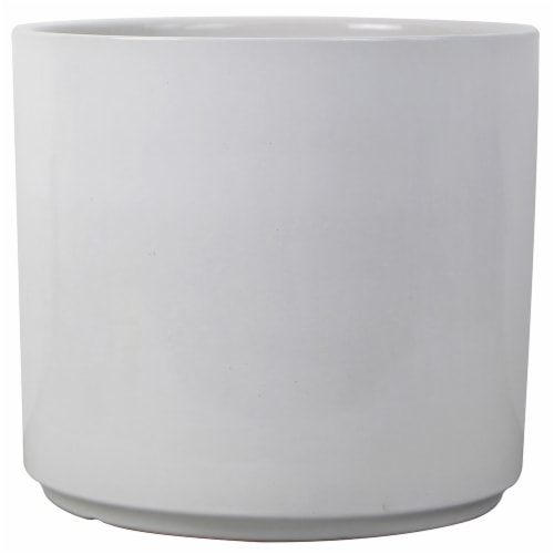 The Joy of Gardening Glossy Cylinder Planter - White Perspective: front