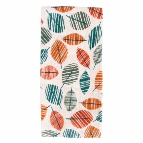 Holiday Home Falling Leaves Fiber Reactive Kitchen Towel Perspective: front