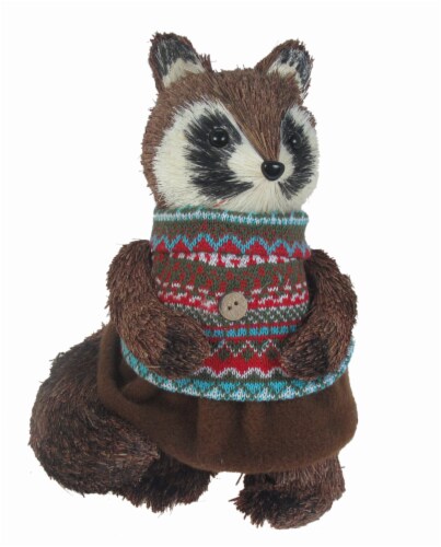 HD Designs® Holiday Natural Racoon In Vest Décor - Brown Perspective: front