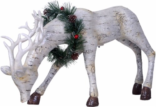 HD Designs Holiday Birch Bark Light-Up Reindeer Decor - White Perspective: front