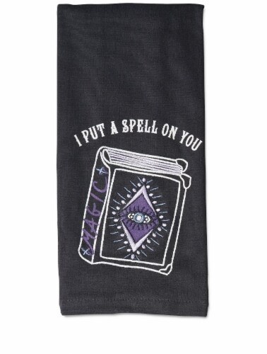 Holiday Home® Metallic Embroidered Spellbook Velour Kitchen Towel - Black Perspective: front