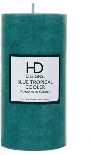 HD Designs Blue Tropical Cooler Pillar Candle - Turquoise Perspective: front