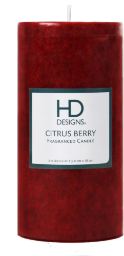 HD Designs® Citrus Berry Pillar Candle - Red Perspective: front