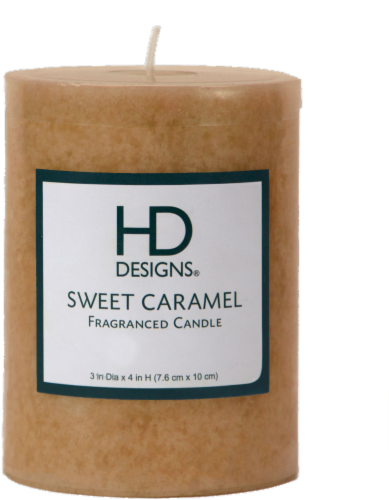 HD Designs® Sweet Caramel Pillar Candle - Tan Perspective: front