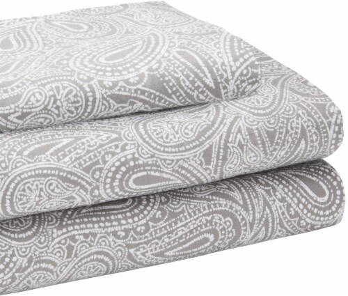 HD Designs® Paisley Flannel Sheet Set - Gray/White, Twin - Fred Meyer