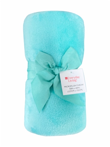 Everyday Living® Microplush Throw - Aqua Perspective: front