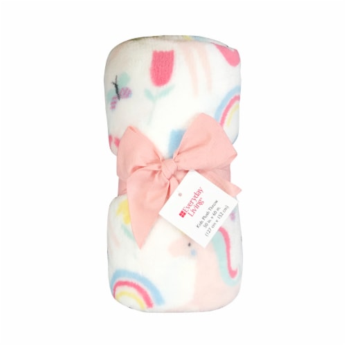 Everyday Living Kids Microplush Throw Blanket - Rainbow Unicorn Perspective: front