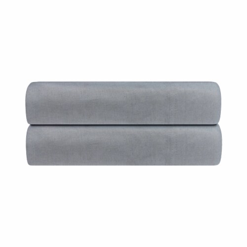 Modavari Home Fashions Linen Blend King Pillowcases - 2 pack Gray Perspective: front