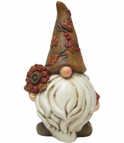 Holiday Home® Thanksgiving Gnome with Sunflower Statue Perspective: front