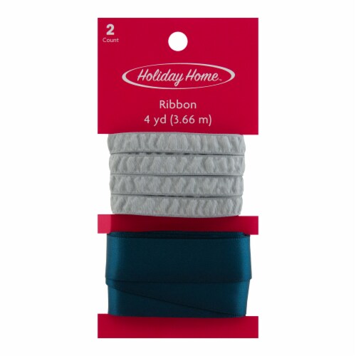 Holiday Home™ Winter Wonderland Ribbon Trim - 2 Pack - Silver/Navy Perspective: front