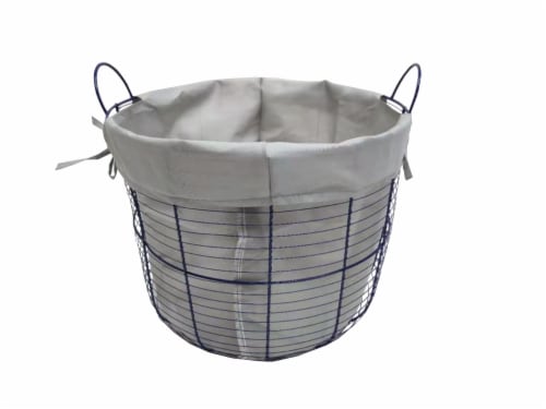 at Home Black Metal Wire Storage Basket with Liner