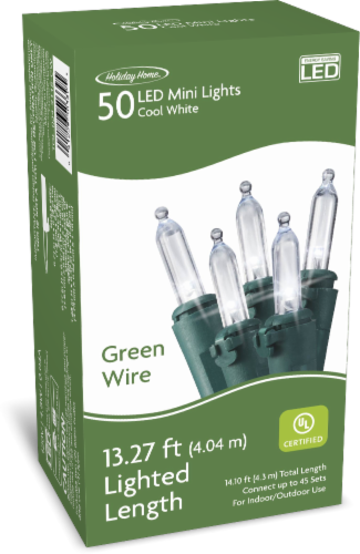 Holiday Home® Cool White LED Green Wire Mini Christmas Lights Perspective: front