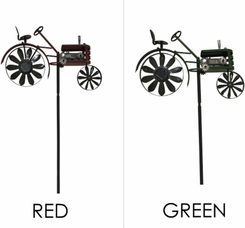 The Joy of Gardening Tractor Solar Wind Spinner Perspective: front