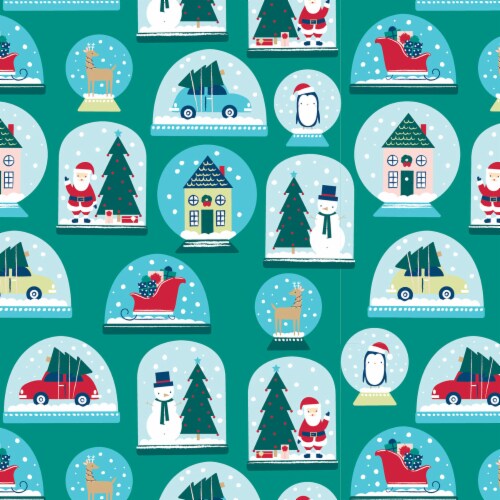 Holiday Home Snow Globes Gift Wrap Perspective: front