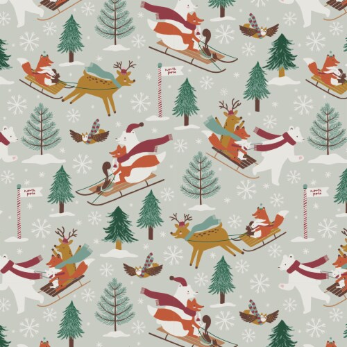 Holiday Home® Sled Friends Gift Wrap Perspective: front