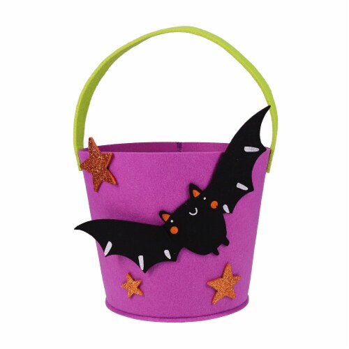 Holiday Home Felt Bat Treat Bucket Perspective: front