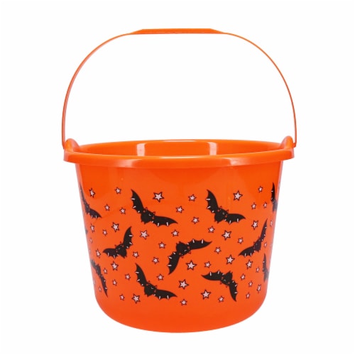 Holiday Home Flying Bats Treat Bucket - Orange Perspective: front