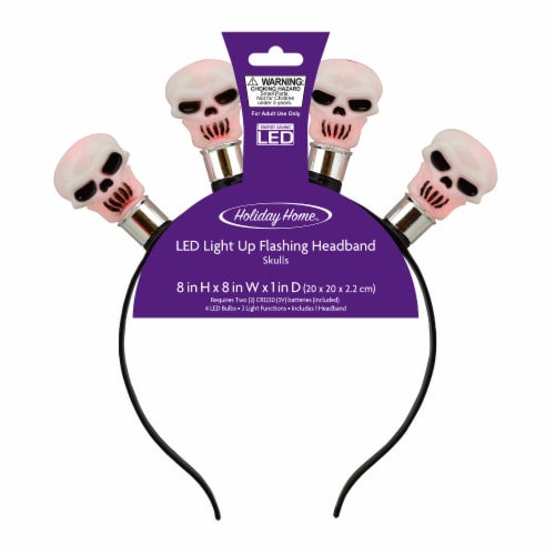 Holiday Home LED Light Up Flashing Skull Headband Perspective: front