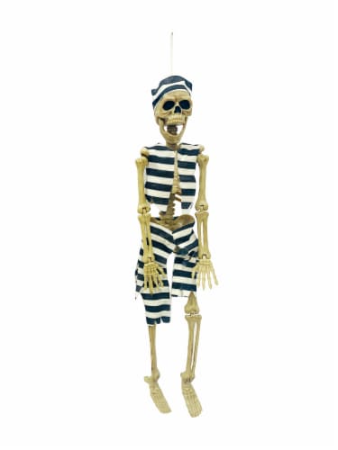 Holiday Home Hanging Convict Dressed Skeleton Decoration Perspective: front