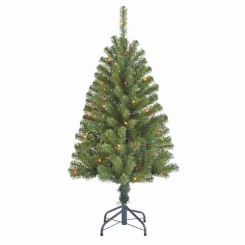 Holiday Home New Oregon Fir Christmas Tree with Multicolored Lights Perspective: front