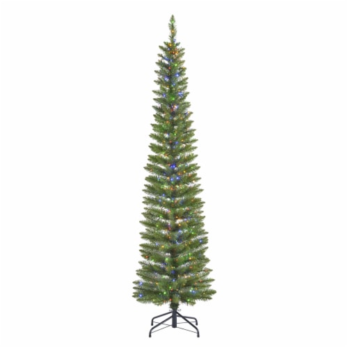 Holiday Home Woodstock Pencil Christmas Tree with Multicolored Fairy Lights Perspective: front