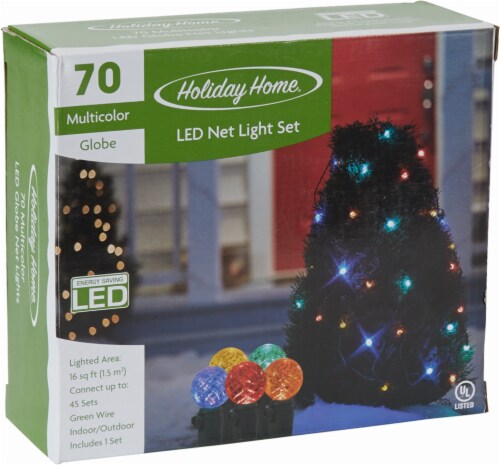 Holiday Home Indoor Outdoor 70 Multi-Colored LED Net Christmas Lights Perspective: front