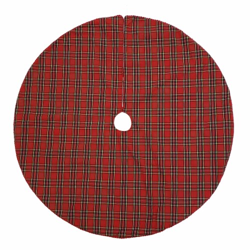 Holiday Home 48 in Red & Green Plaid Tree Skirt Perspective: front