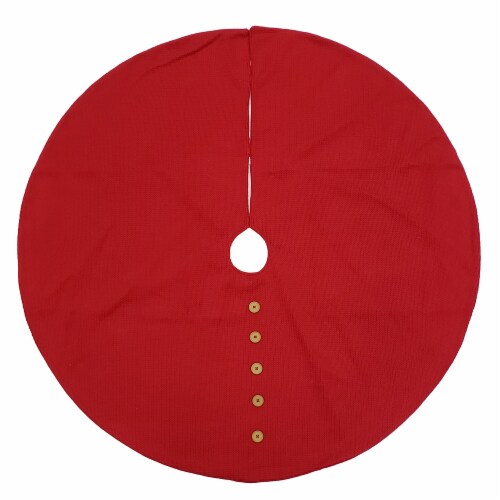 Holiday Home 48 in Red Knit Tree Skirt Perspective: front