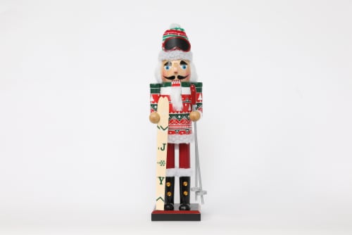 Holiday Home 14in Ski Christmas Nutcracker Perspective: front