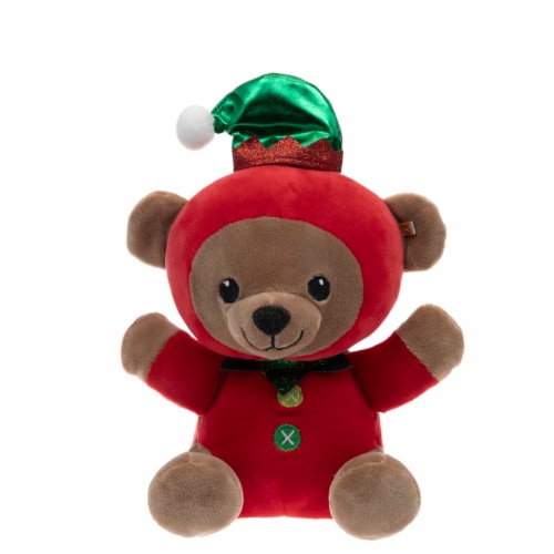 Holiday Home Dress Up Teddy Elf Plush Toy Perspective: front