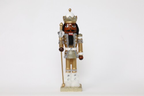 Holiday Home 14in Gold/ Silver Ethnic King Christmas Nutcracker Perspective: front