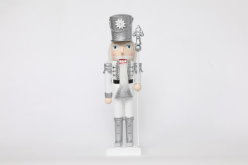 Holiday Home 14in Silver/White King Christmas Nutcracker Perspective: front