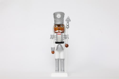 Holiday Home Silver/White Ethnic King Christmas Nutcracker Perspective: front