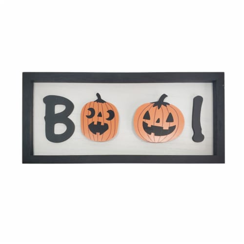 Holiday Home Boo! Wall Sign - Ivory/Black Perspective: front